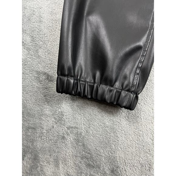 LOGO Lori Goldstein Faux Leather Joggers 10 Black Stretchy Pleather Minimalist - Picture 3 of 16